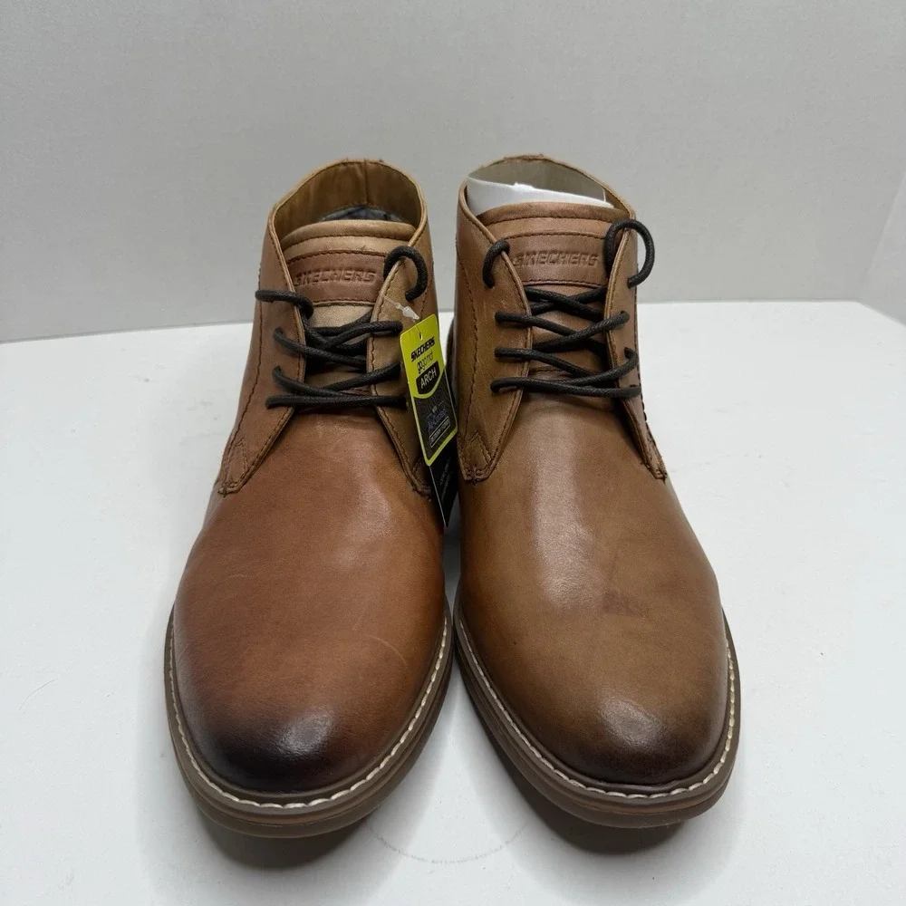 Skechers Bregman Calsen Chukka Boots Cognac Leather Mens 9 66405/COG New